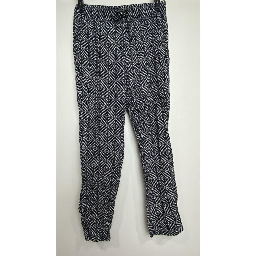 Cato Women's Sz Medium Casual Pants Black Geometric w/ Pockets & Drawstring GUC